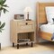 Rattan End Table Duo Nightstands with Storage Drawer and Shelf